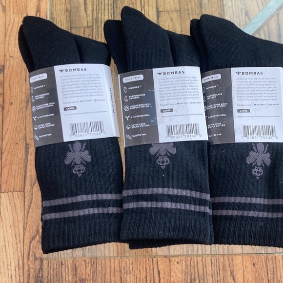 Bombas Men's Black Socks 3 pair size L New - Picture 2 of 2